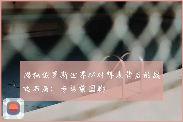 揭秘俄罗斯世界杯对阵表背后的战略布局：专访前国脚